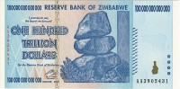 Biljet van honderd triljoen Zimbabwaanse dollars uit 2009 / Bron: Reserve Bank of Zimbabwe, Wikimedia Commons (Publiek domein)